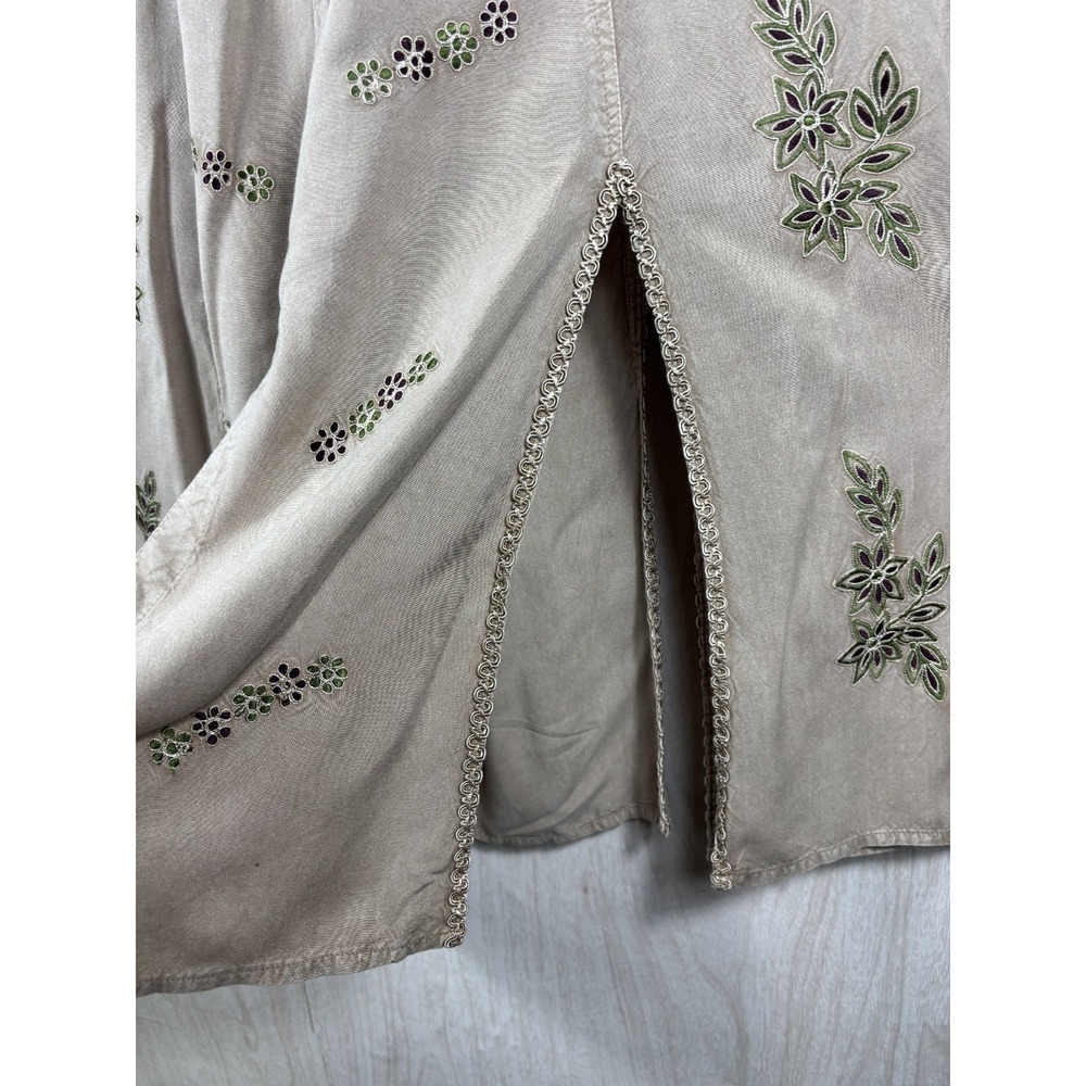 Vintage Sportique Maxi Skirt Beige Rayon Embroidered Y2K Boho NWT Women's M - Picture 5 of 9